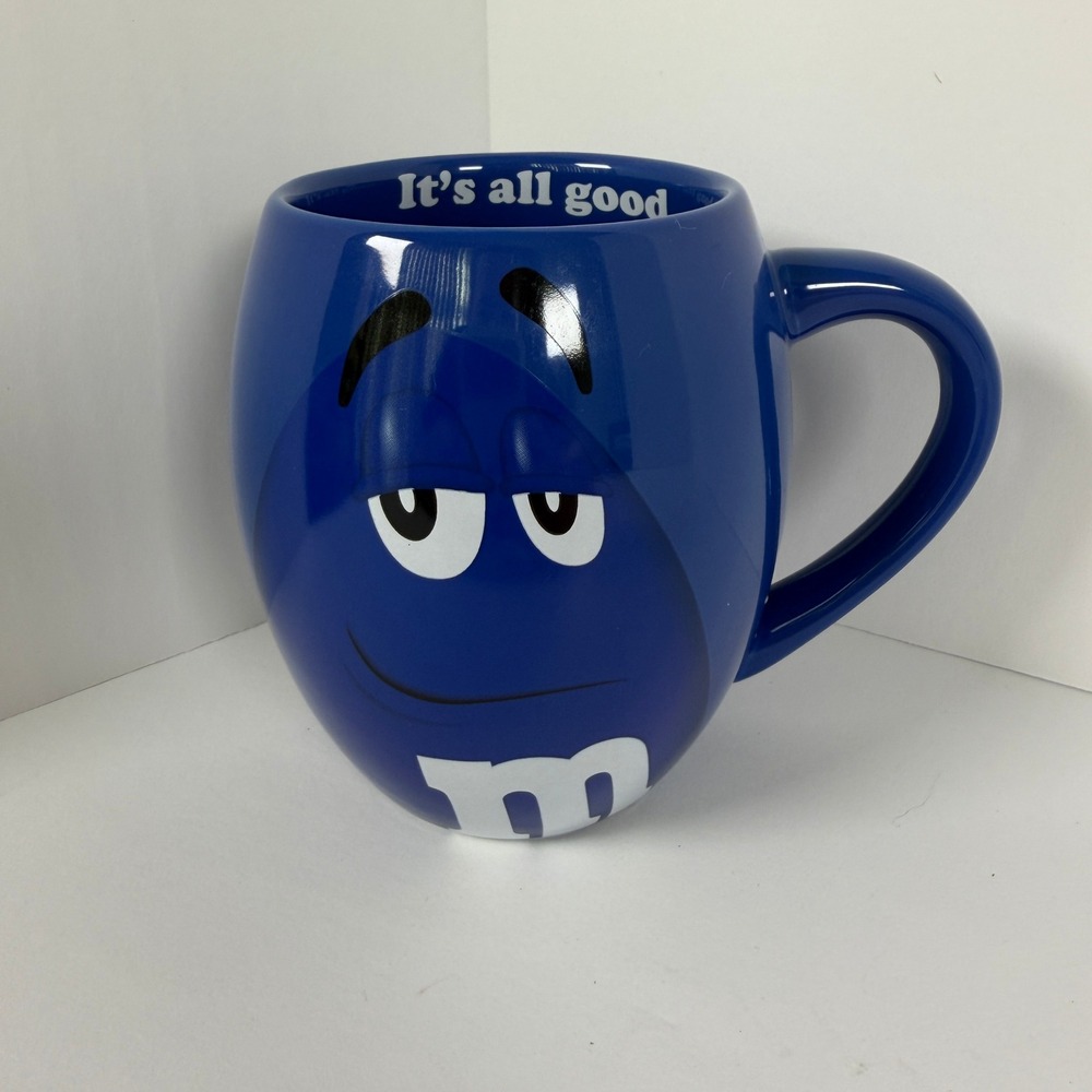 M&M's World Blue Character Coffee Mug It's All Good Cobalt Blue Ceramic 2016